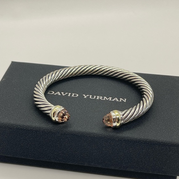 David Yurman Cable Classic 7mm Bracelet with Morganite and 14k Gold - Picture 1 of 10